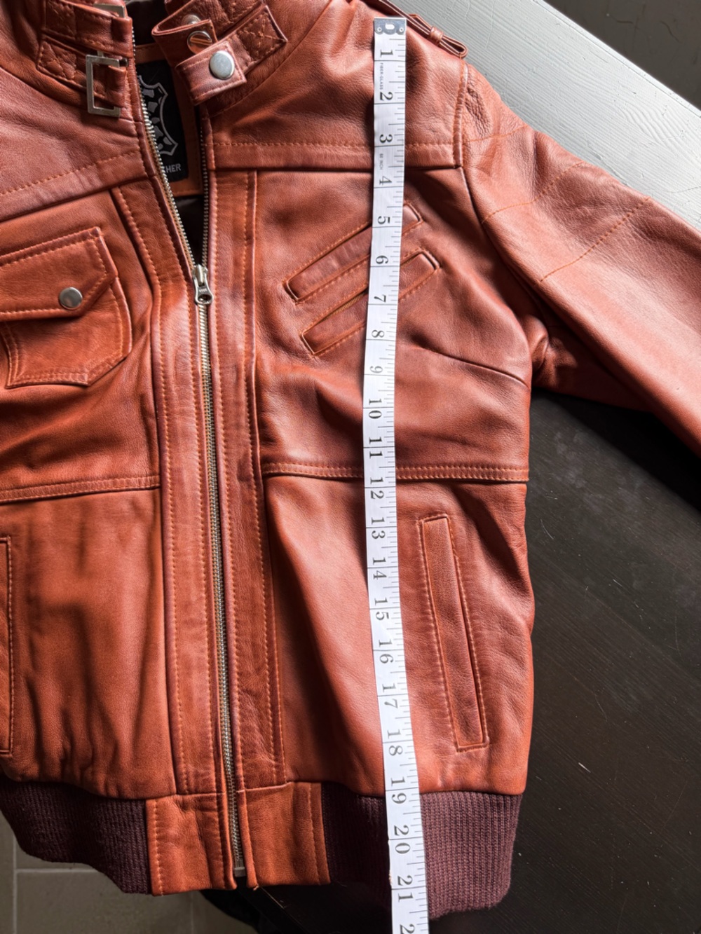 Women’s Brown Lambskin Leather Hooded Bomber Jacket - Picture 9 of 11